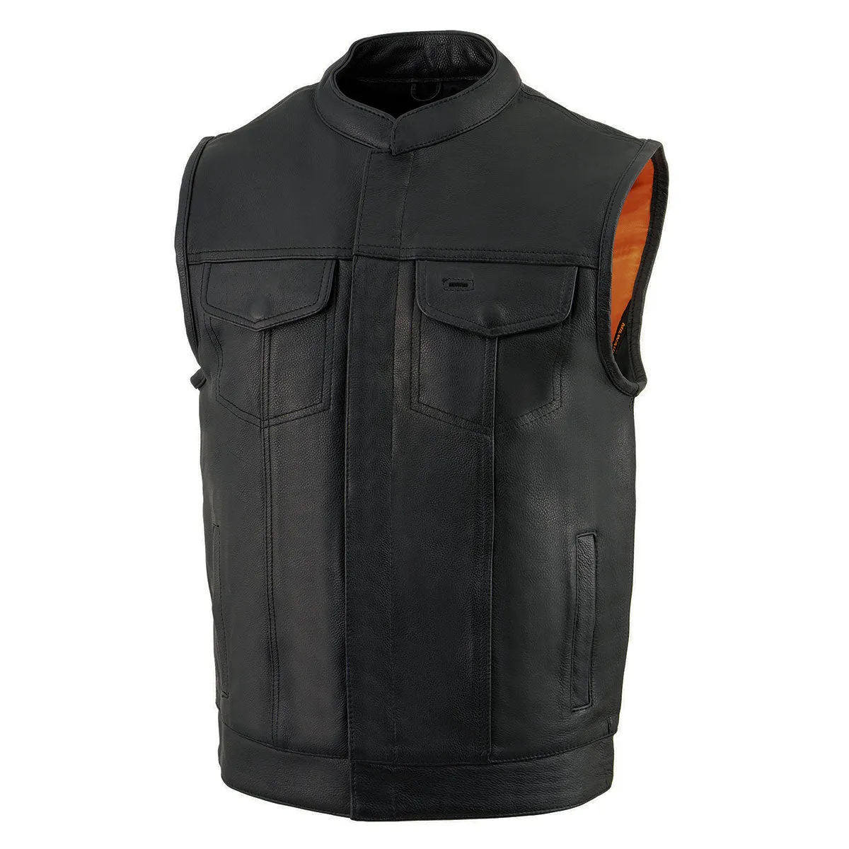 Milwaukee Leather MLM3510 Men's Black Premium Leather Club Style Vest