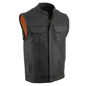 Milwaukee Leather MLM3510 Men's Black Premium Leather Club Style Vest