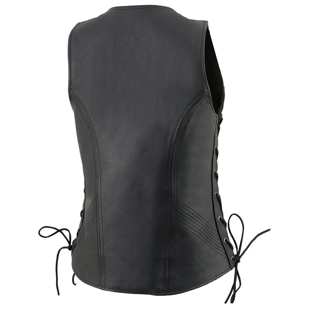 Milwaukee Leather Women's Black Leather V-Neck Motorcycle Rider Vest with Side Lace MLL4531