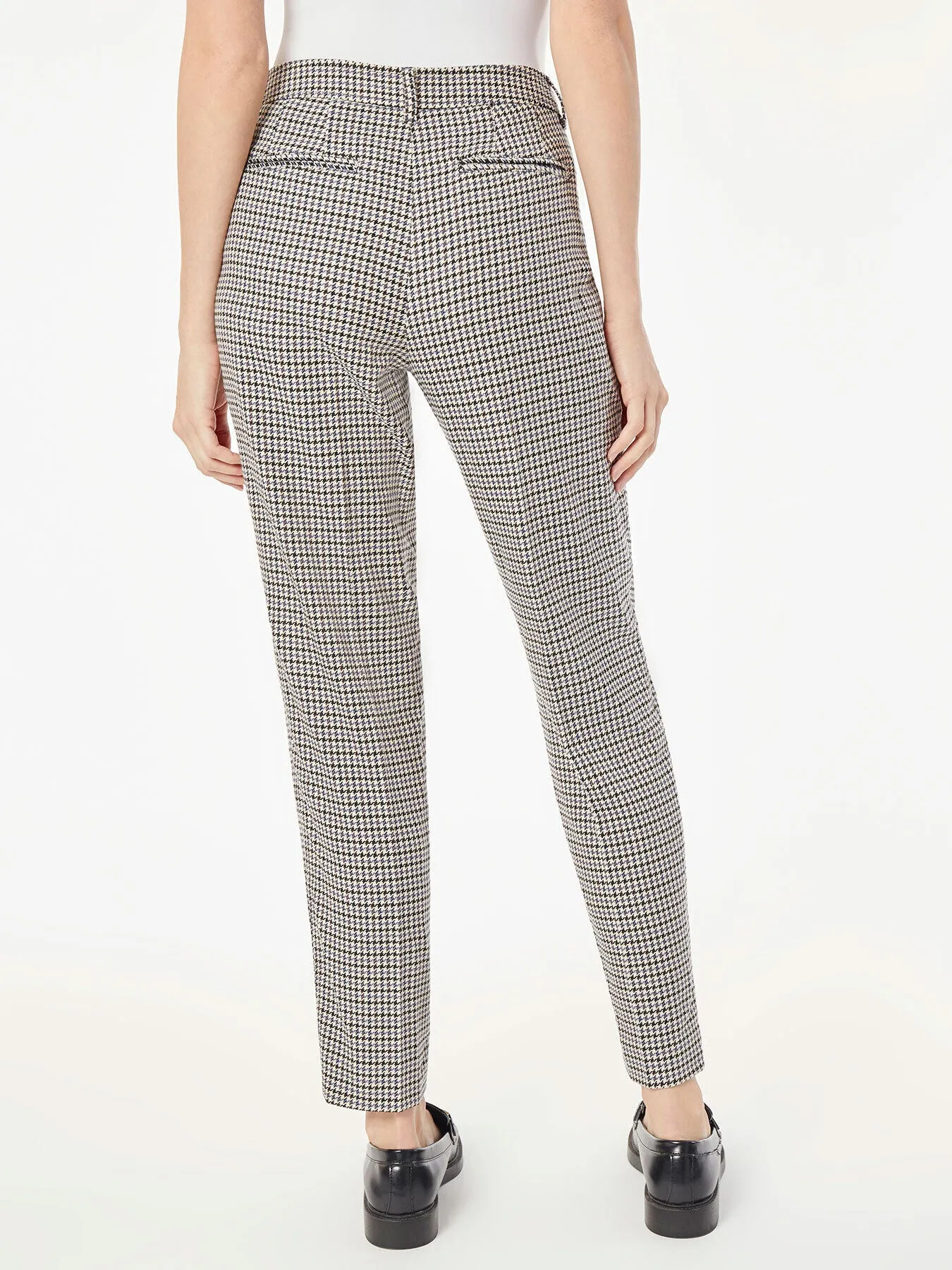 Plaid Fly-Front Slim Leg Pants