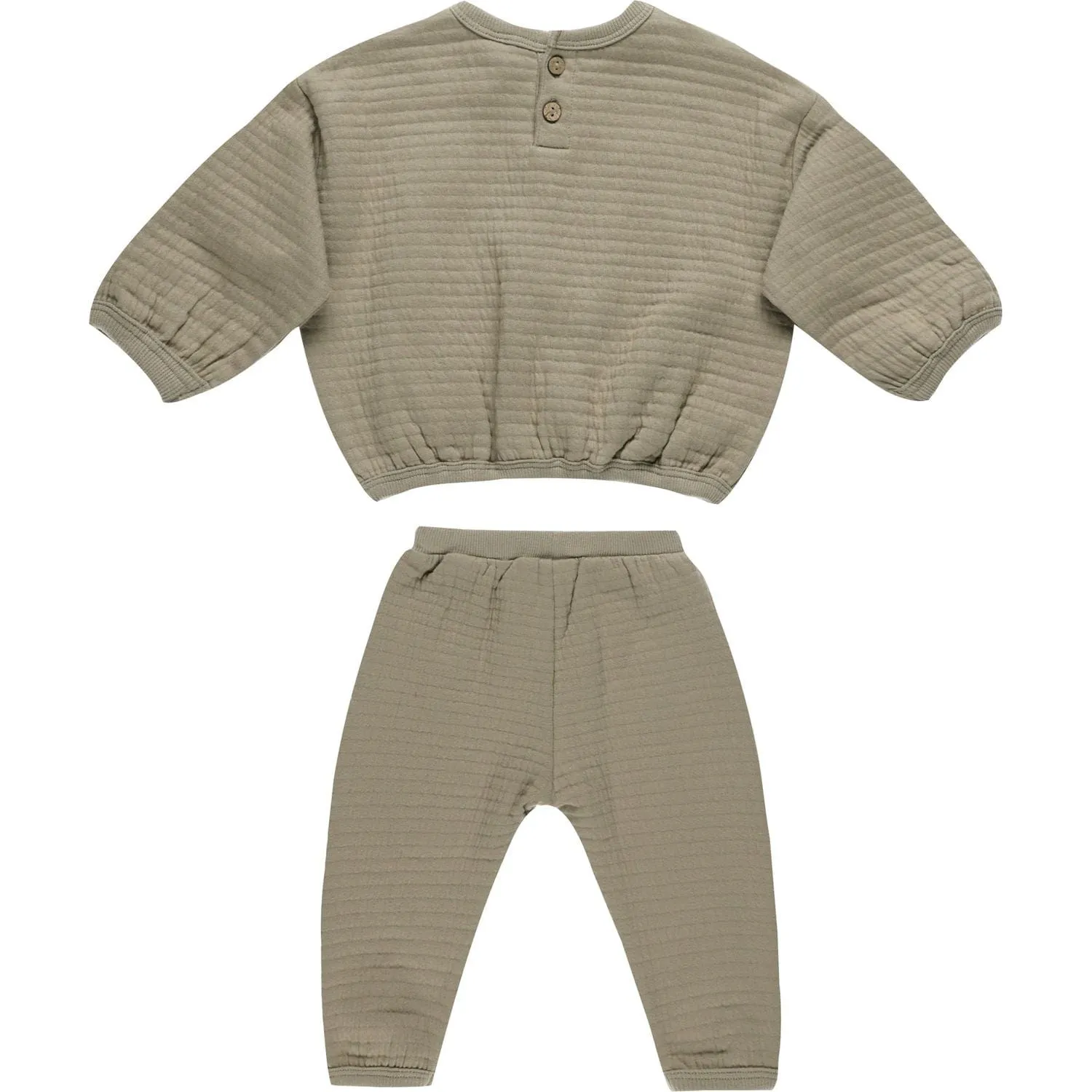 Quincy Mae Textured Sweat Set - Olive