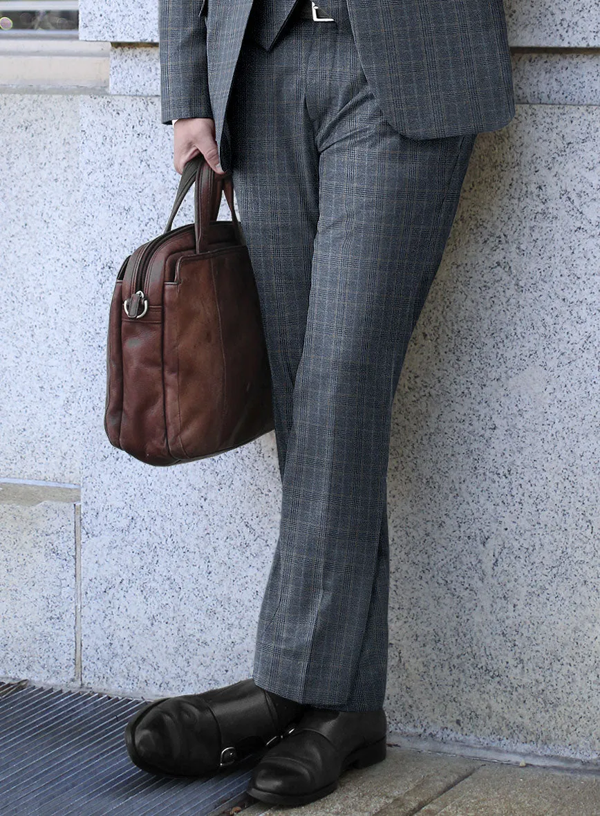 Reda Homio Blue Checks Wool Pants