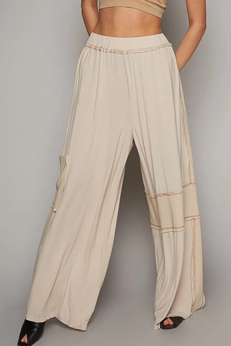 Relax Fit Pant With Stitch Detail - Oatmeal