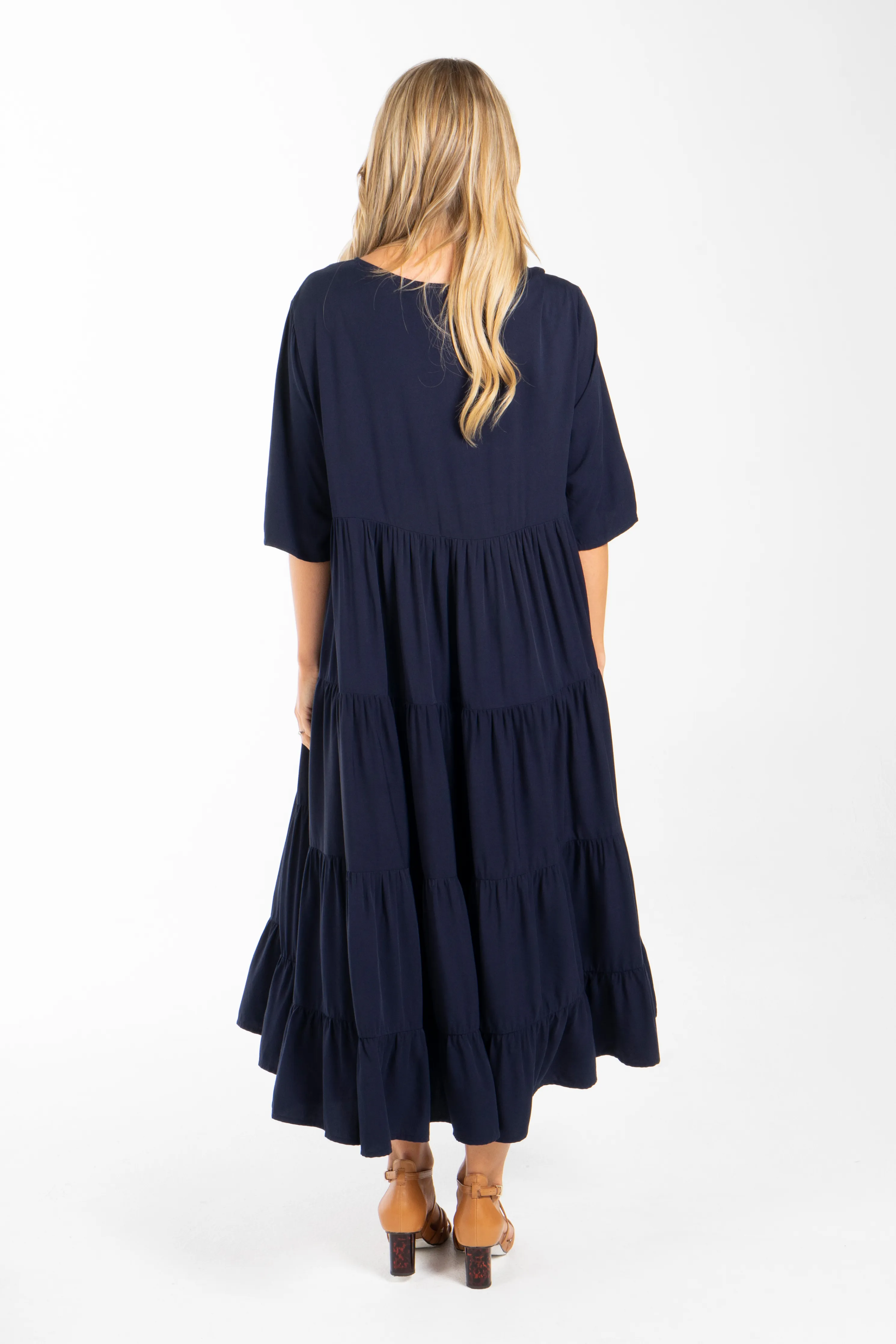 Ruffle Dress | Navy | FINAL SALE