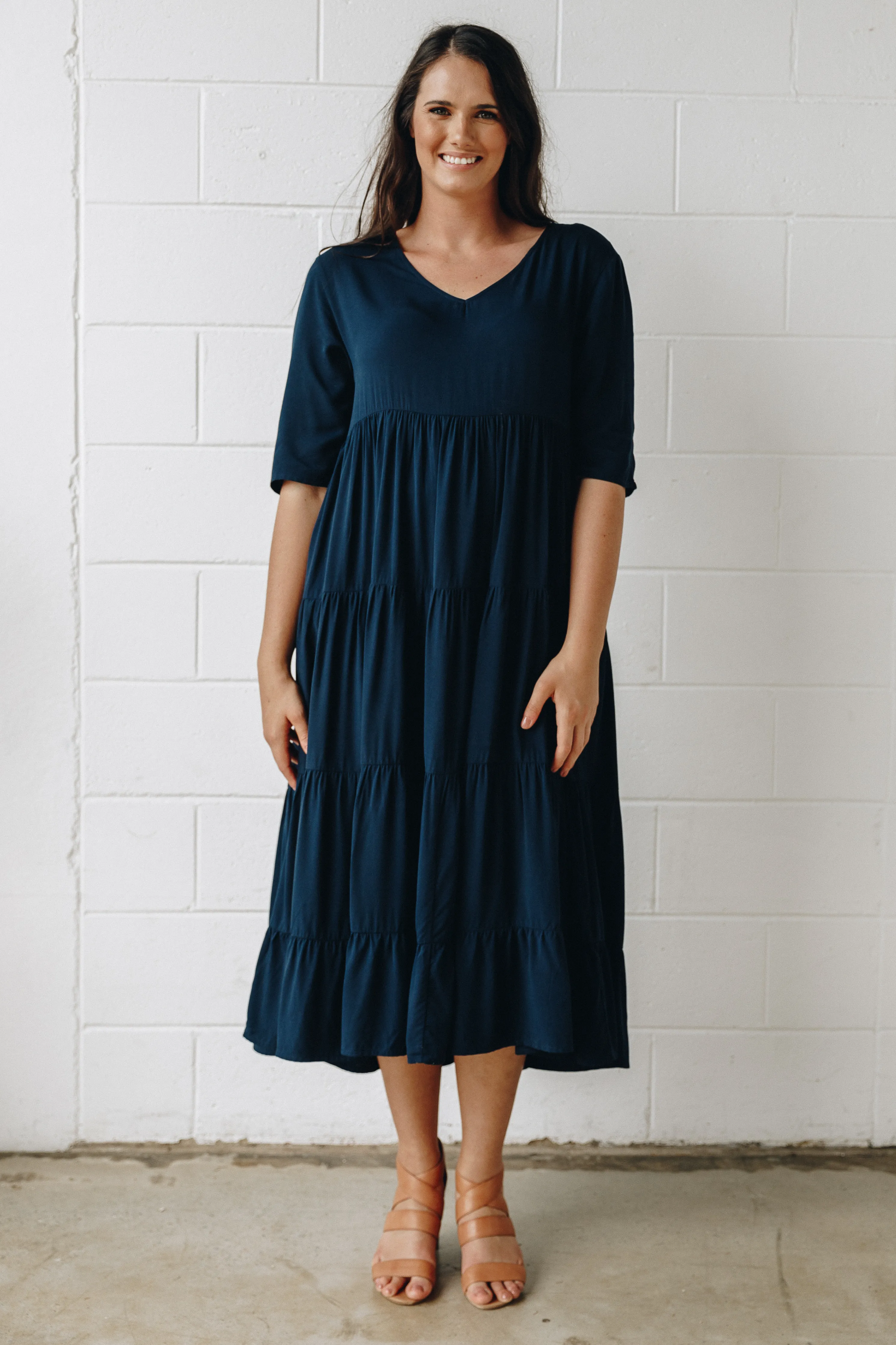 Ruffle Dress | Navy | FINAL SALE