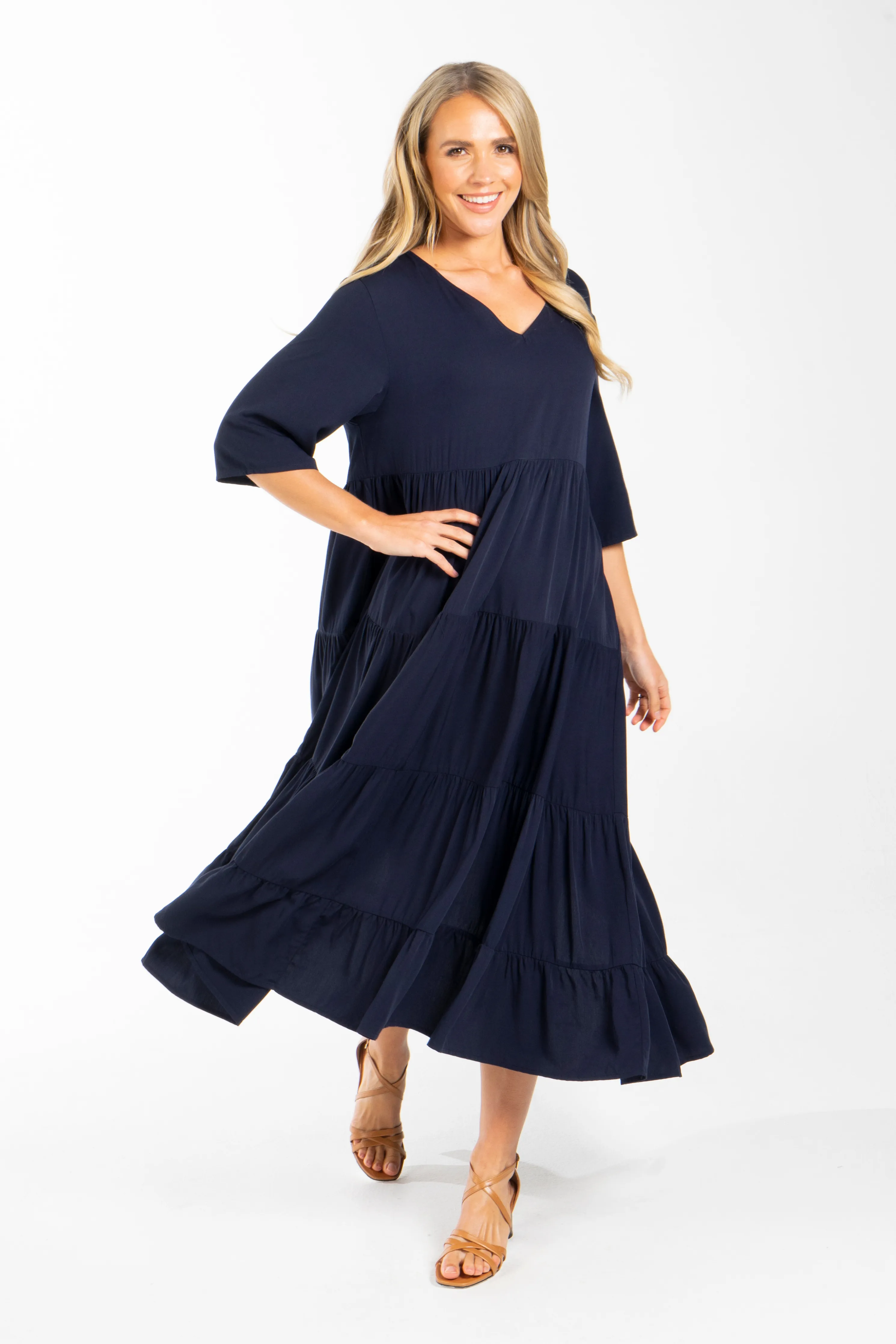 Ruffle Dress | Navy | FINAL SALE