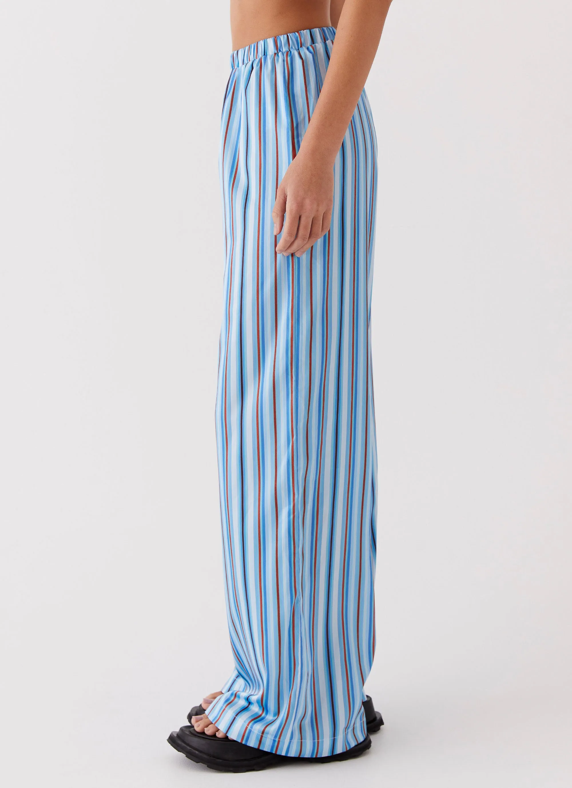 Salta Satin Pants - Blue Stripe