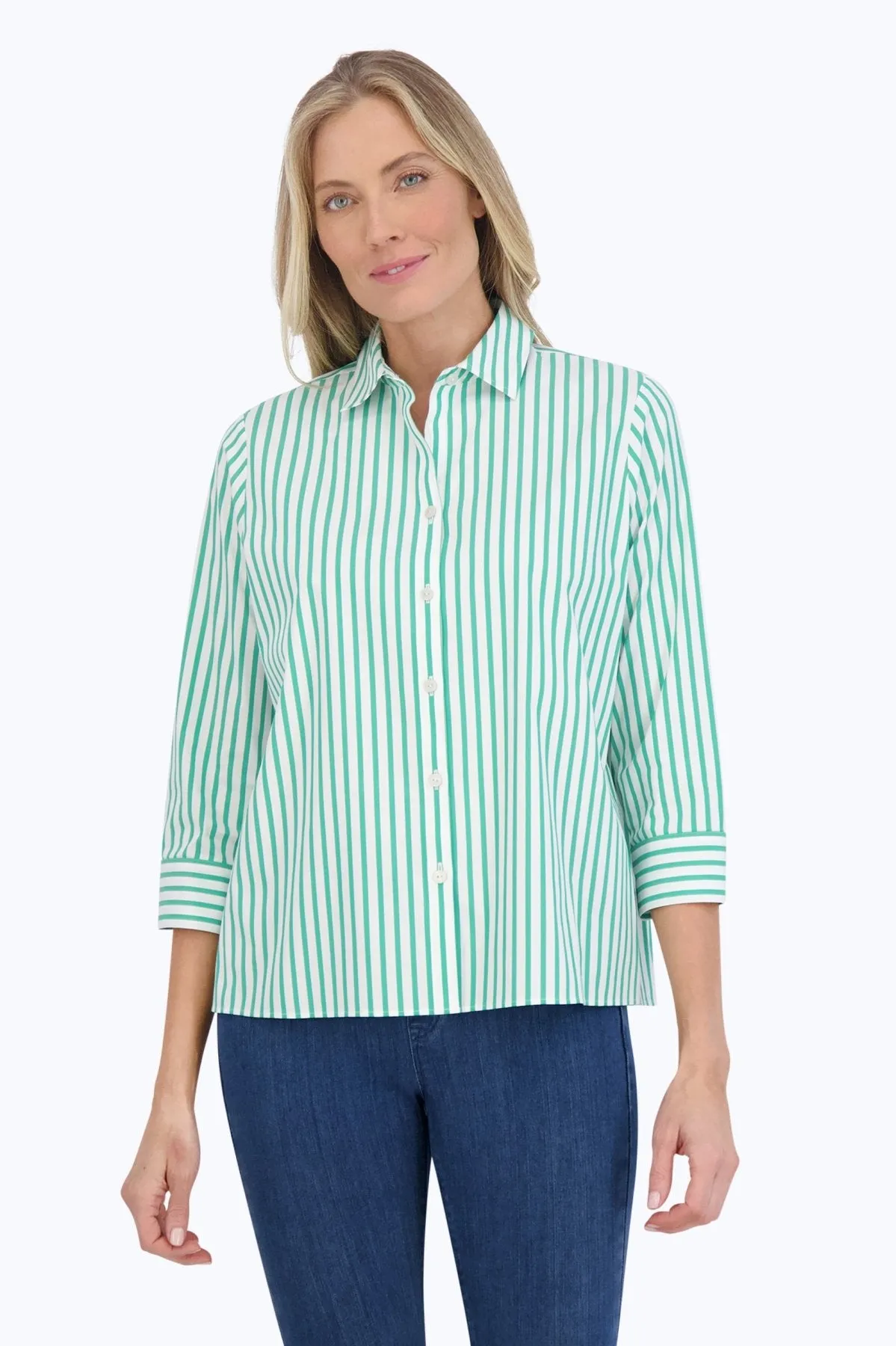 Sandra Stretch No Iron Stripe Shirt