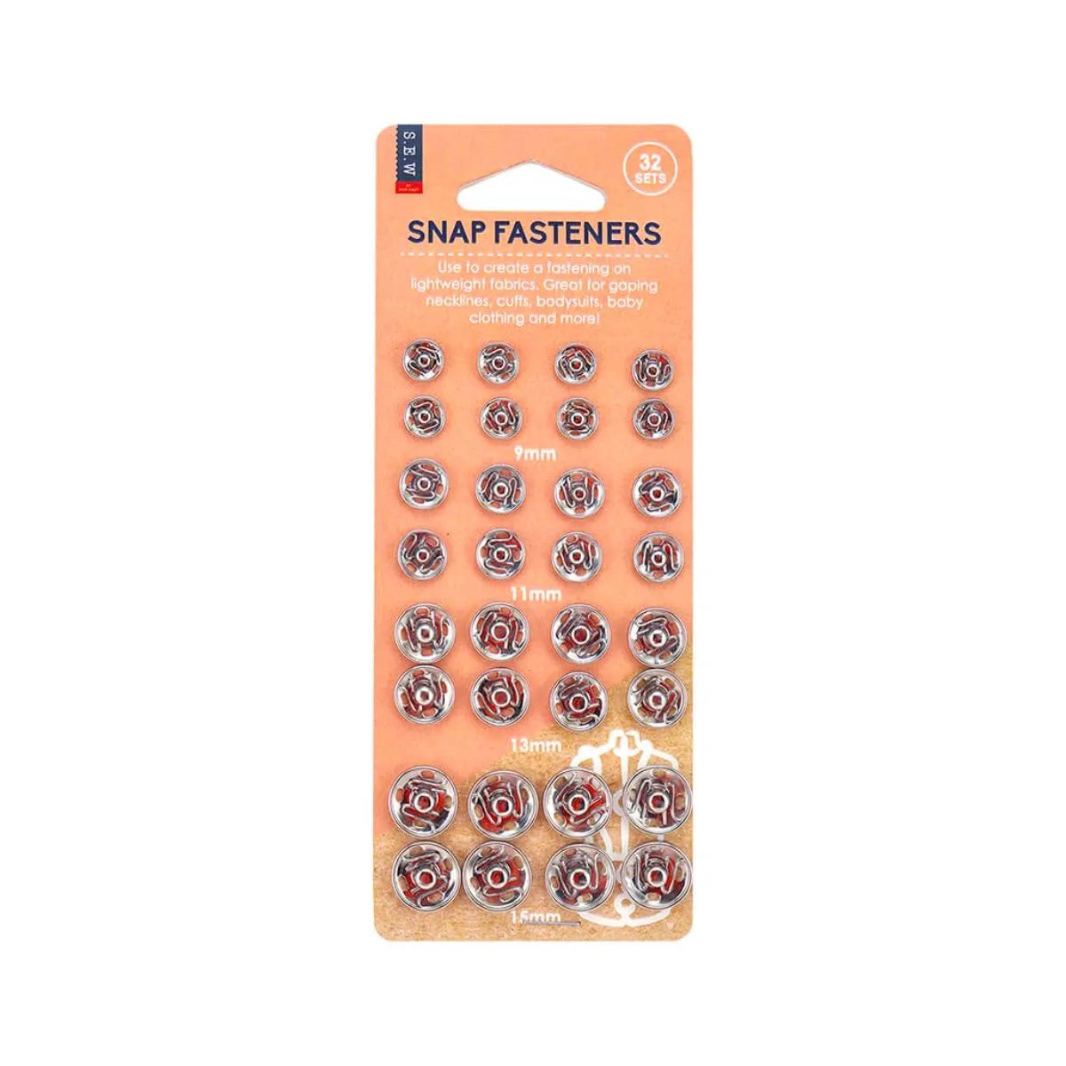 SEW Assorted Snap Fasteners, Nickle