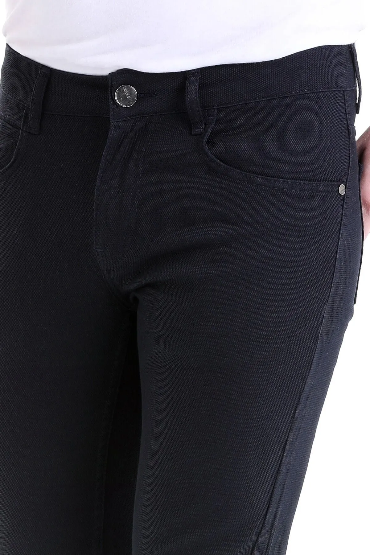 Slim Fit 5 Pocket Navy Low Waist Casual Pants