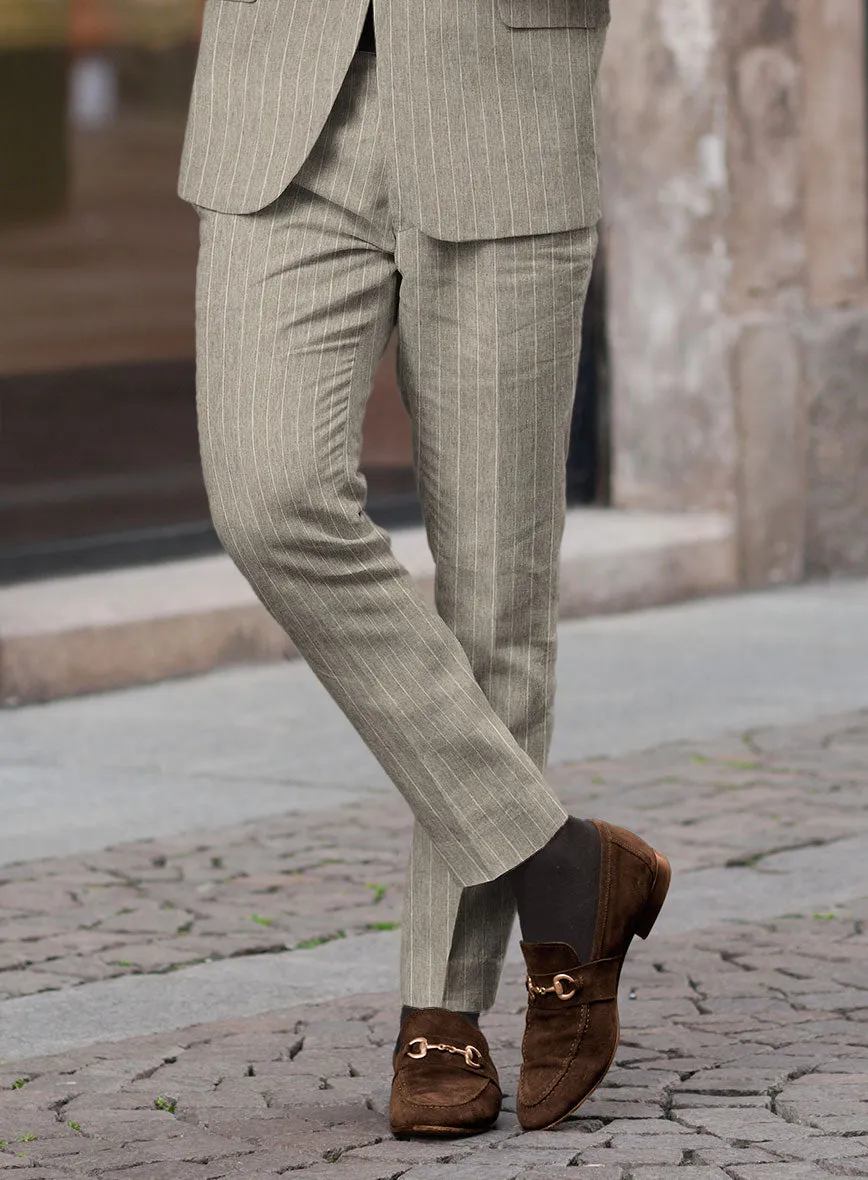 Solbiati Dark Beige Stripe Linen Pants