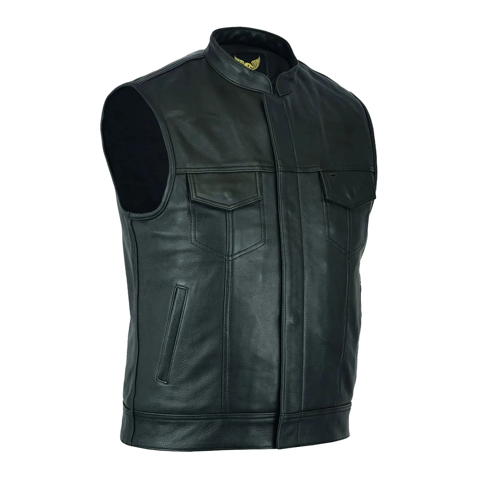 Sons of Anarchy Mens Motorcycle Premium Leather Vest Waistcoat Black