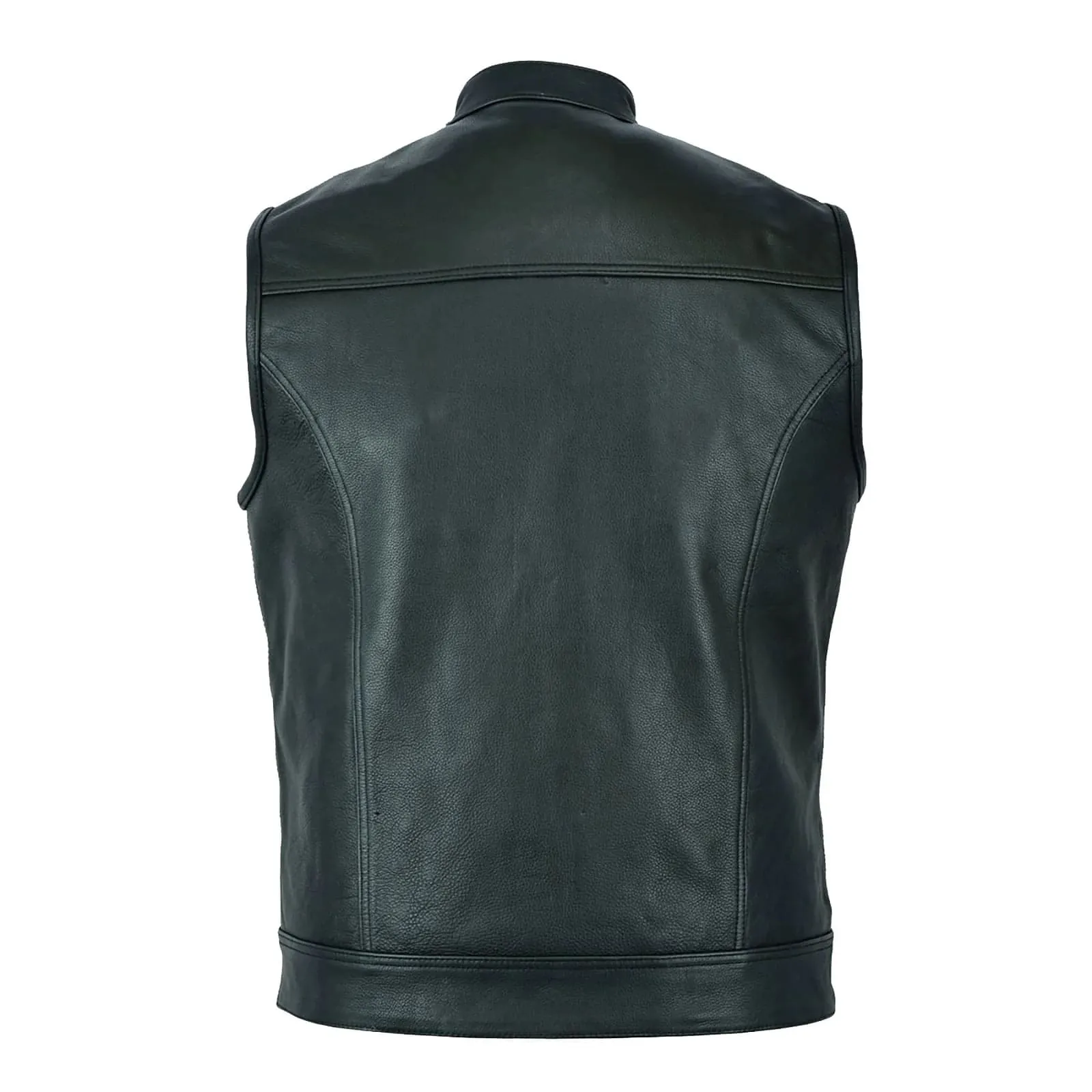 Sons of Anarchy Mens Motorcycle Premium Leather Vest Waistcoat Black