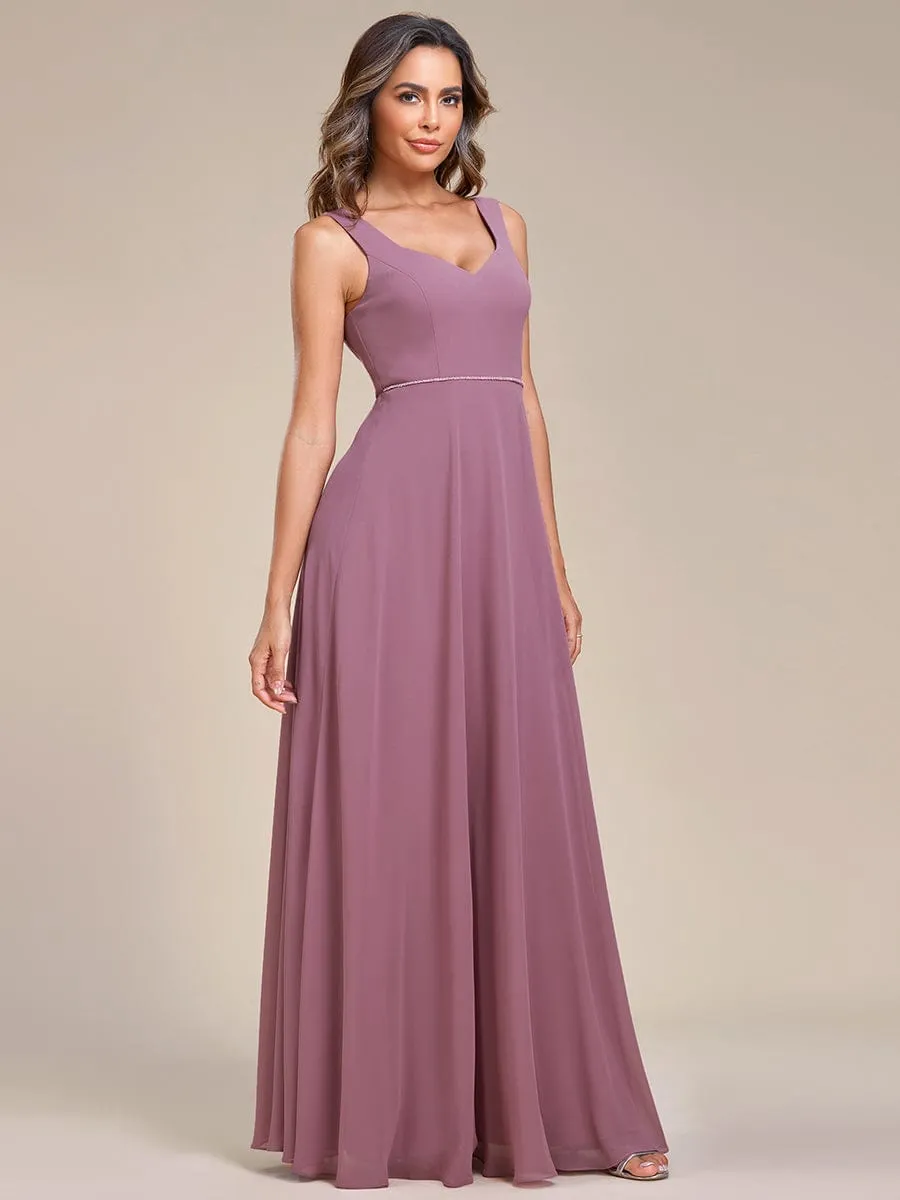 Sweetheart Chiffon Sleeveless Bridesmaid Dress with Back Hollow Out