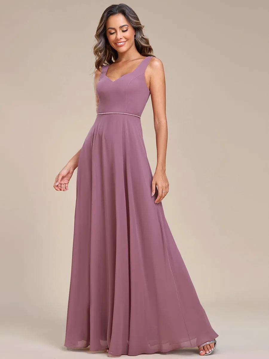 Sweetheart Chiffon Sleeveless Bridesmaid Dress with Back Hollow Out