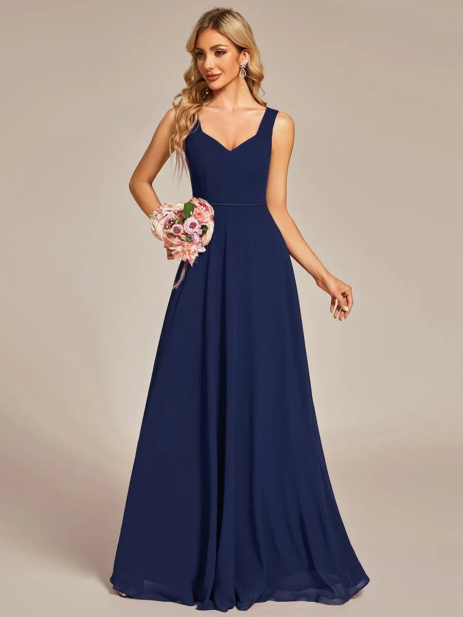 Sweetheart Chiffon Sleeveless Bridesmaid Dress with Back Hollow Out