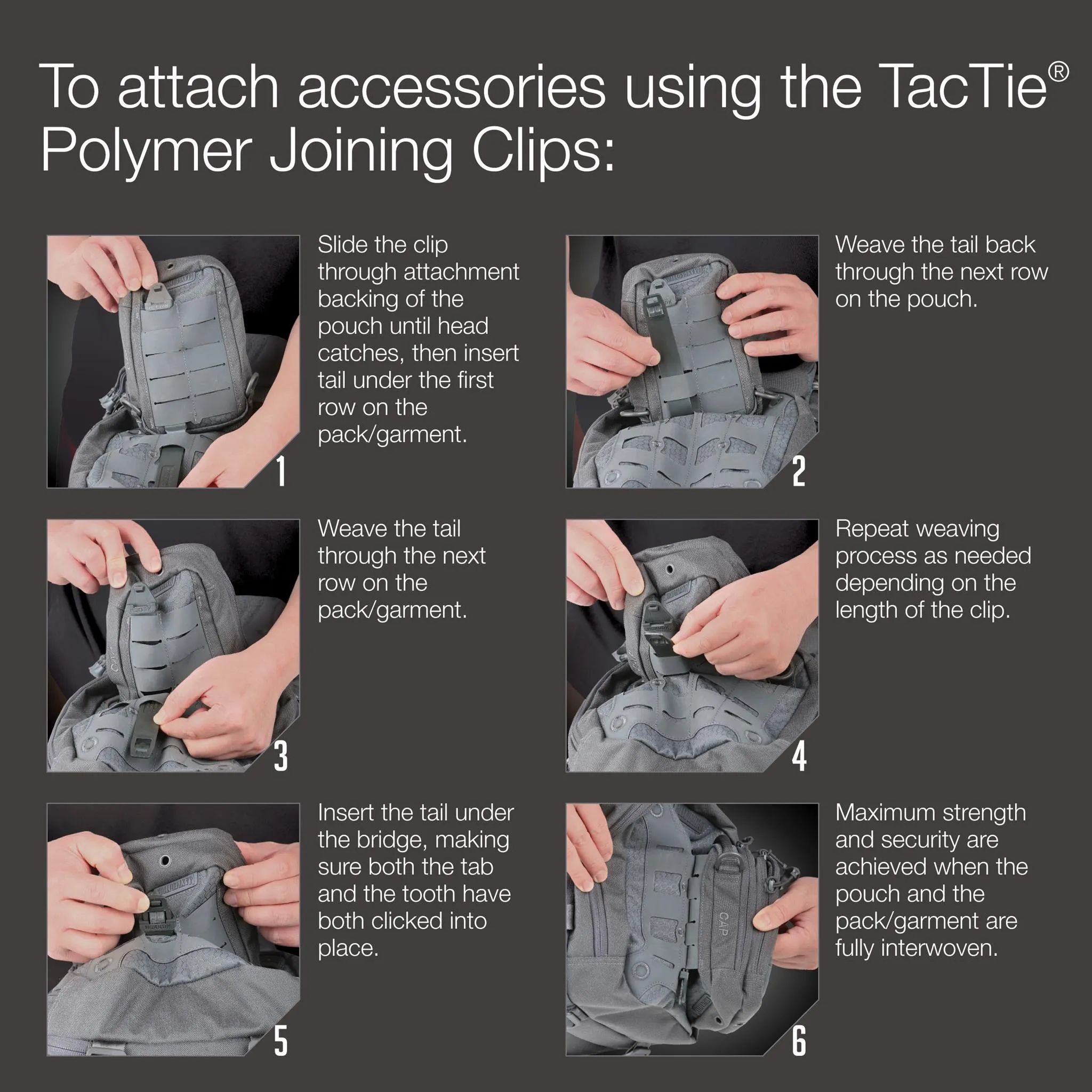 TacTie PJC5 Polymer Joining Clips (Pack of 6)