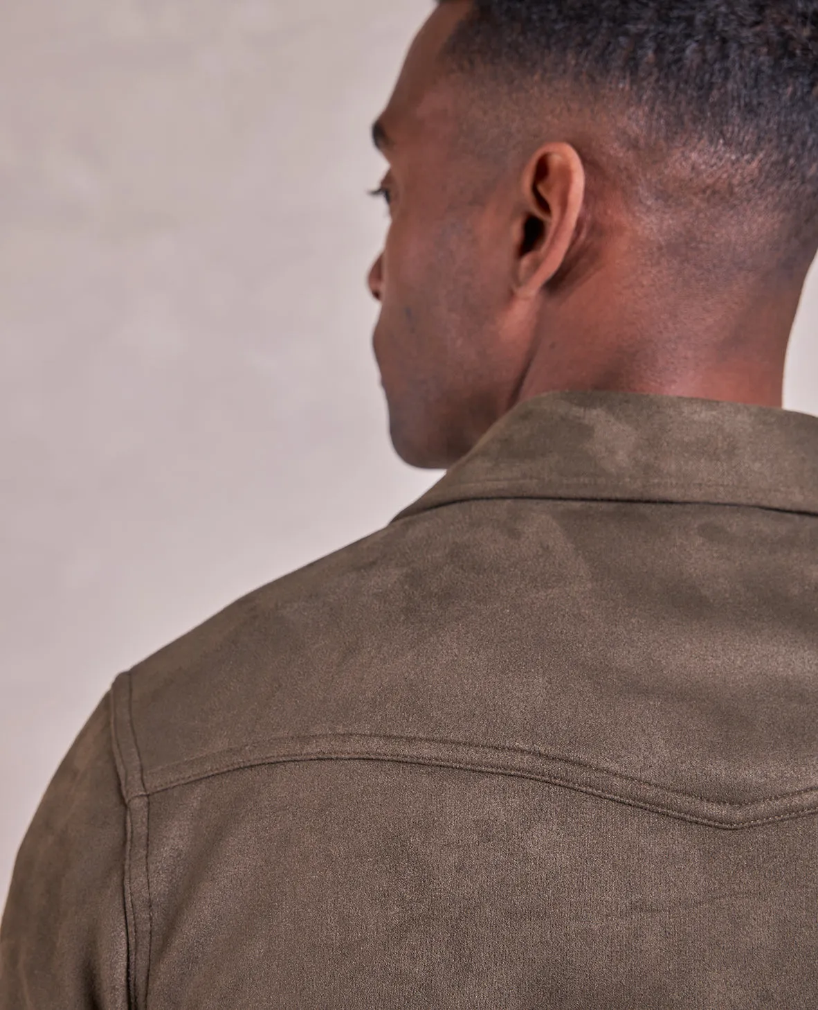 The Wyatt - Microsuede Shirt Jacket - Dark Olive