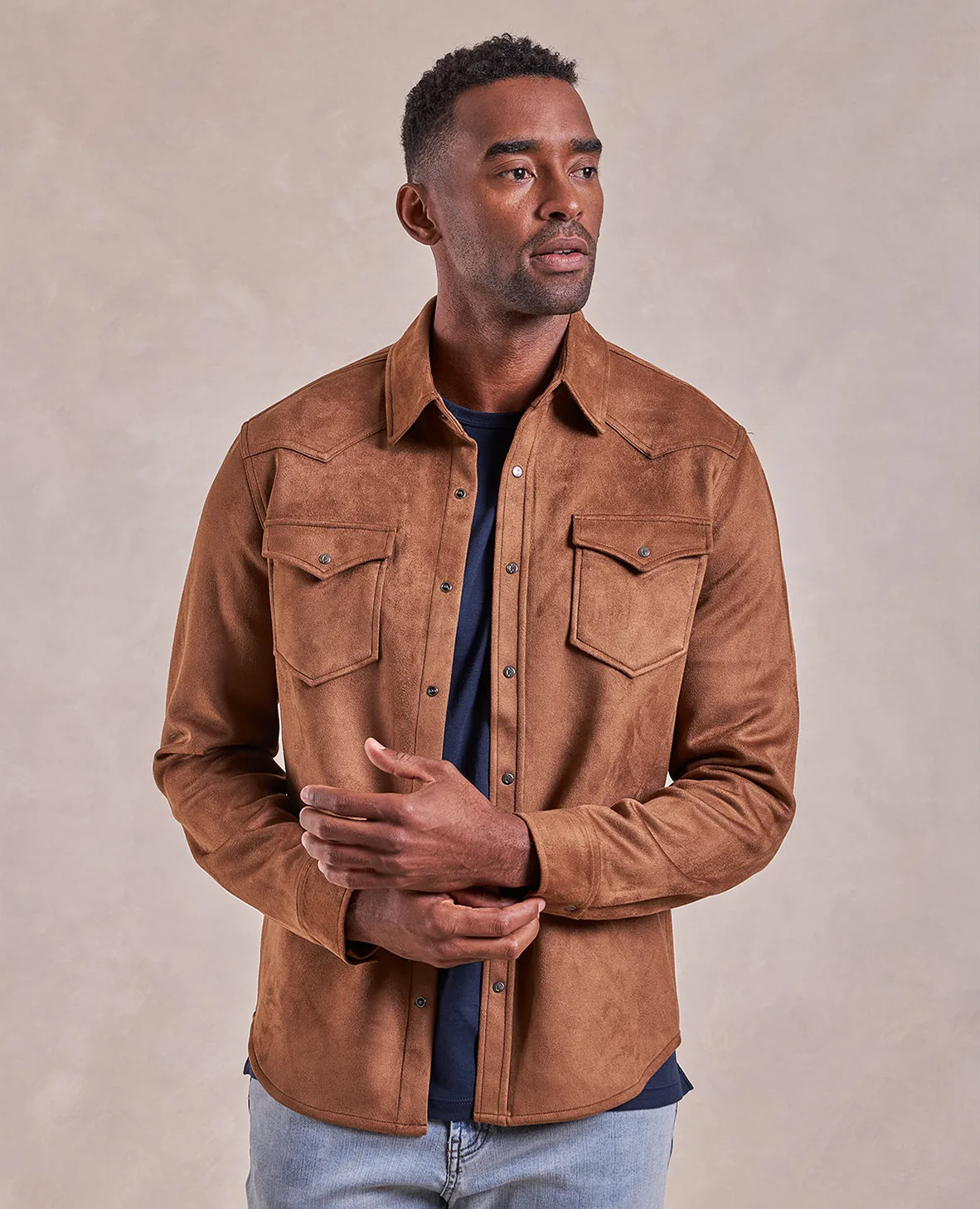 The Wyatt - Microsuede Shirt Jacket - Espresso