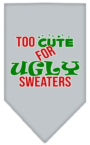 Too Cute For Ugly Sweaters Screen Print Bandana Grey Small