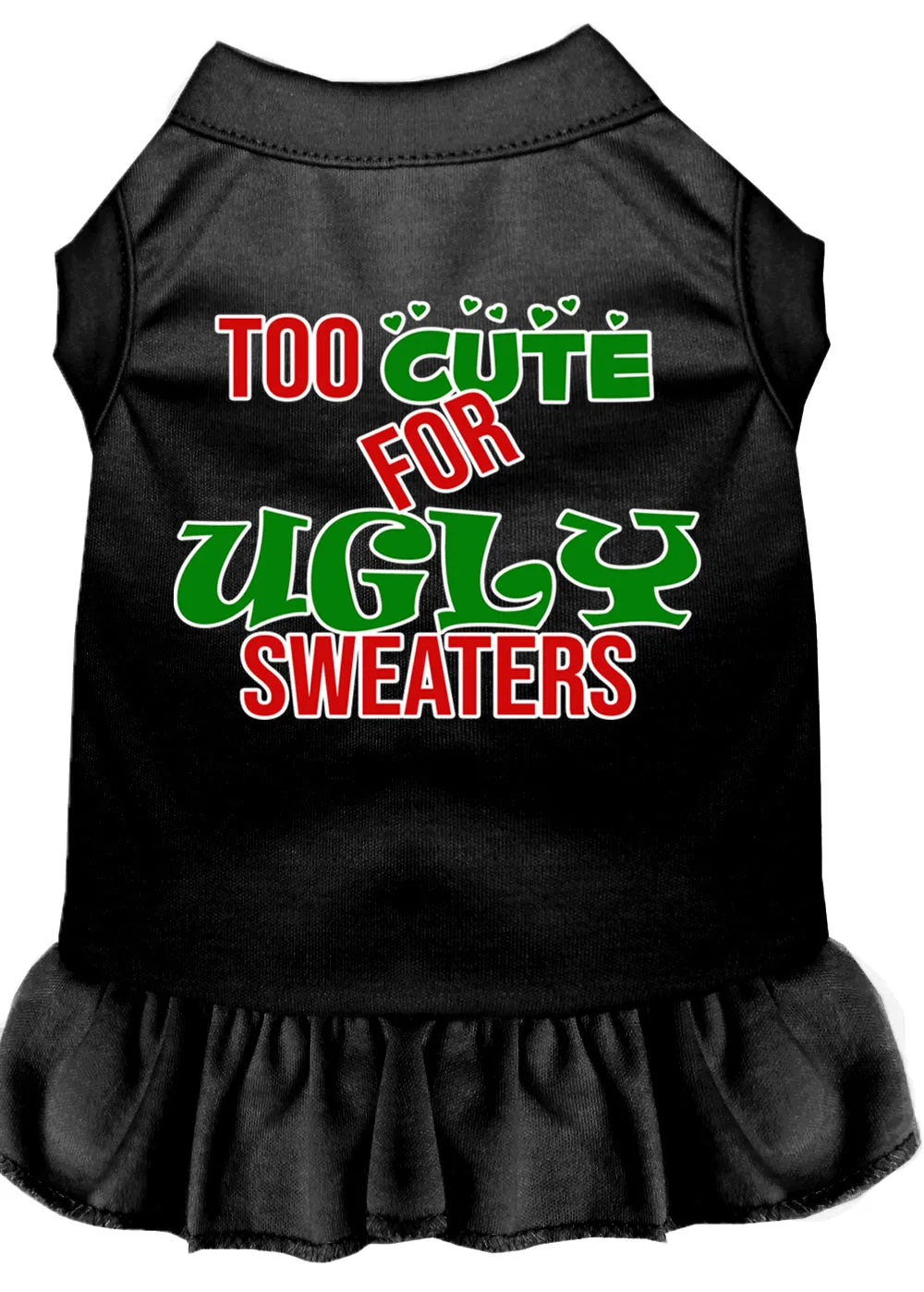 Too Cute For Ugly Sweaters Screen Print Dog Dress Black Lg