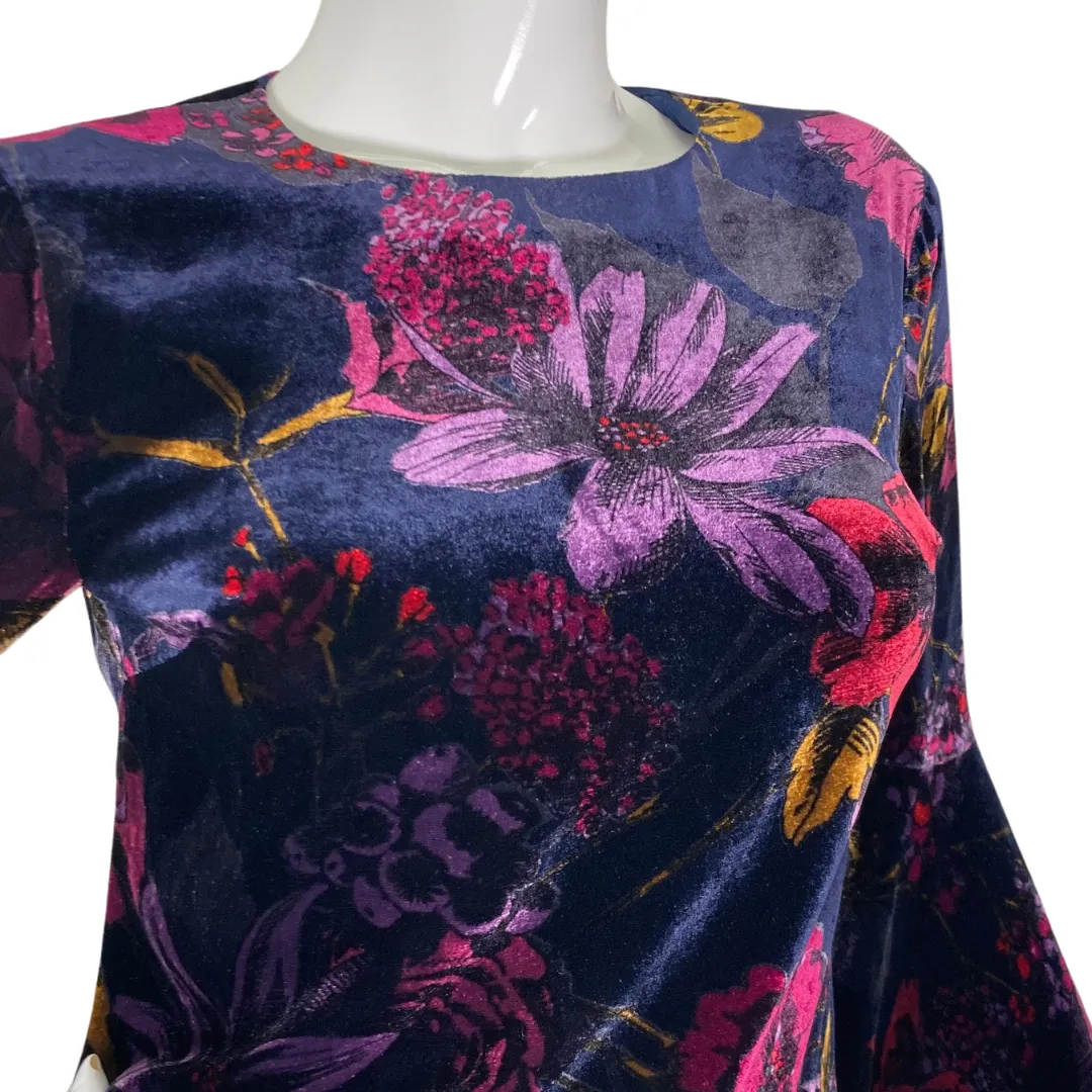 Trina Turk Floral Velvet Top with Bell Sleeves