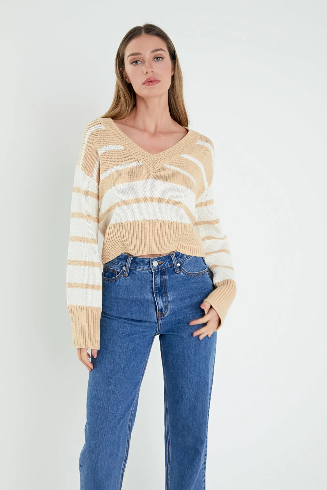 V-neck Striped Sweater