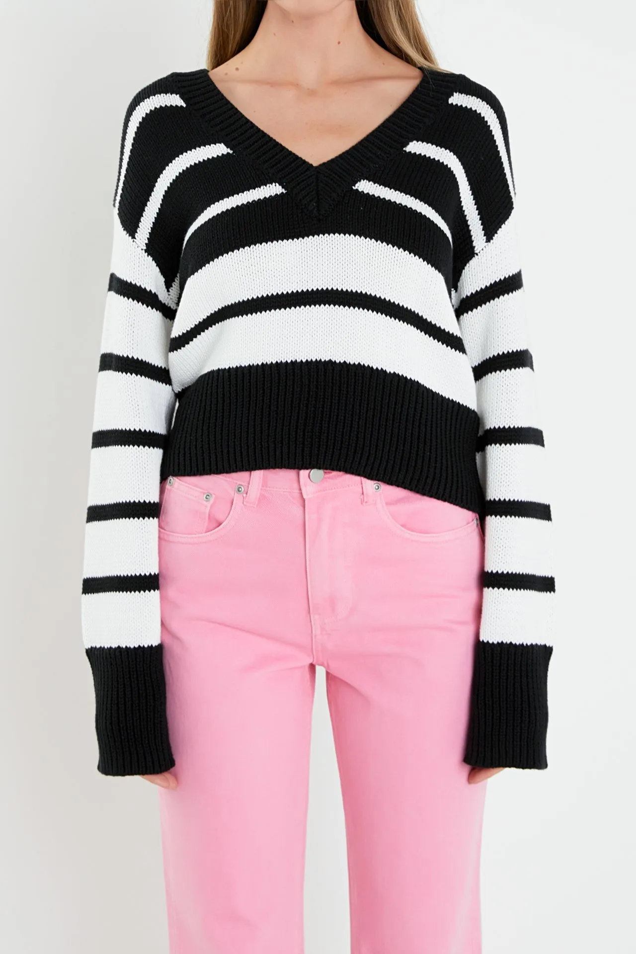 V-neck Striped Sweater