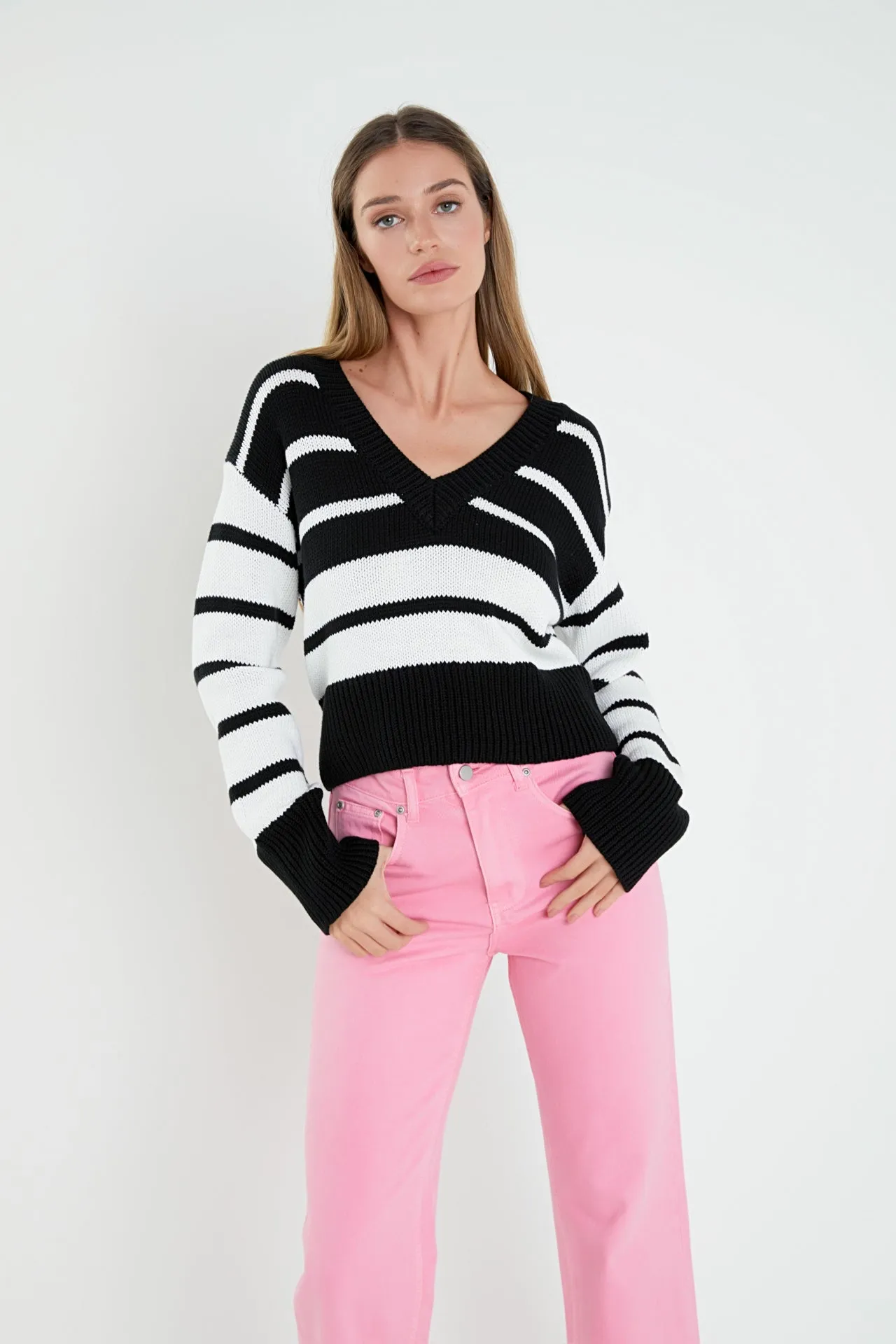 V-neck Striped Sweater