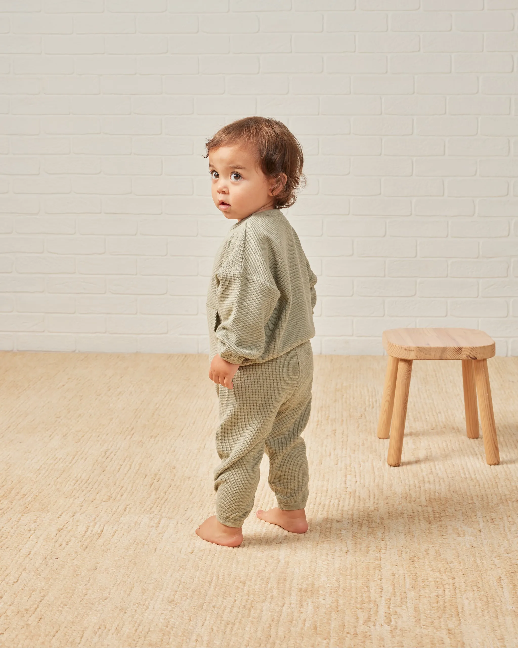 Waffle Slouch Set - Sage *LAST ONE - 3-6m*