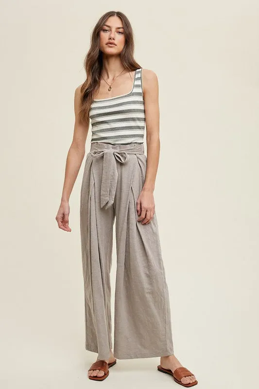 Waist Tie Slub Knit Pants