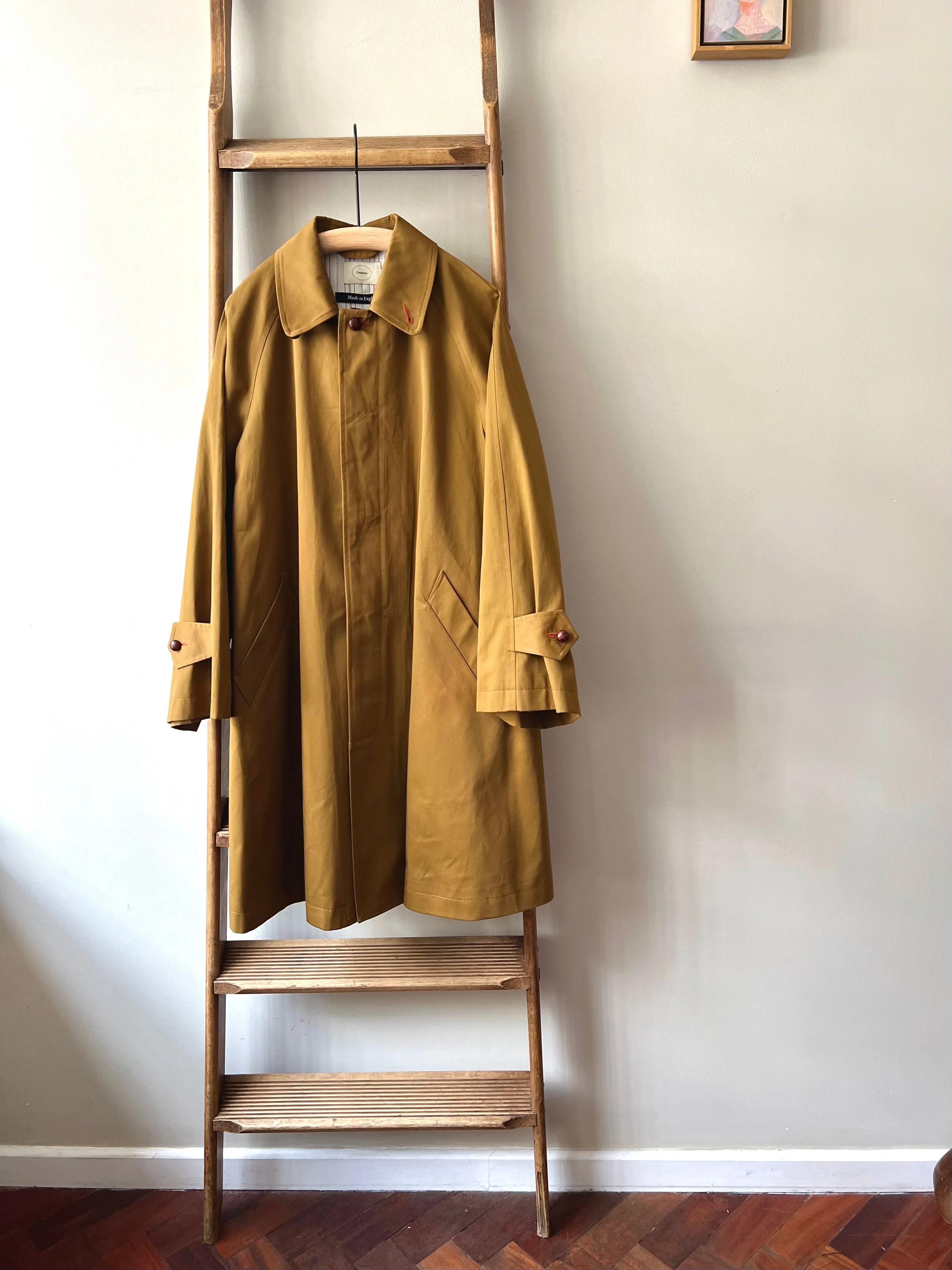 Wax Cotton Balmacaan Rain Coat / Dark Beige