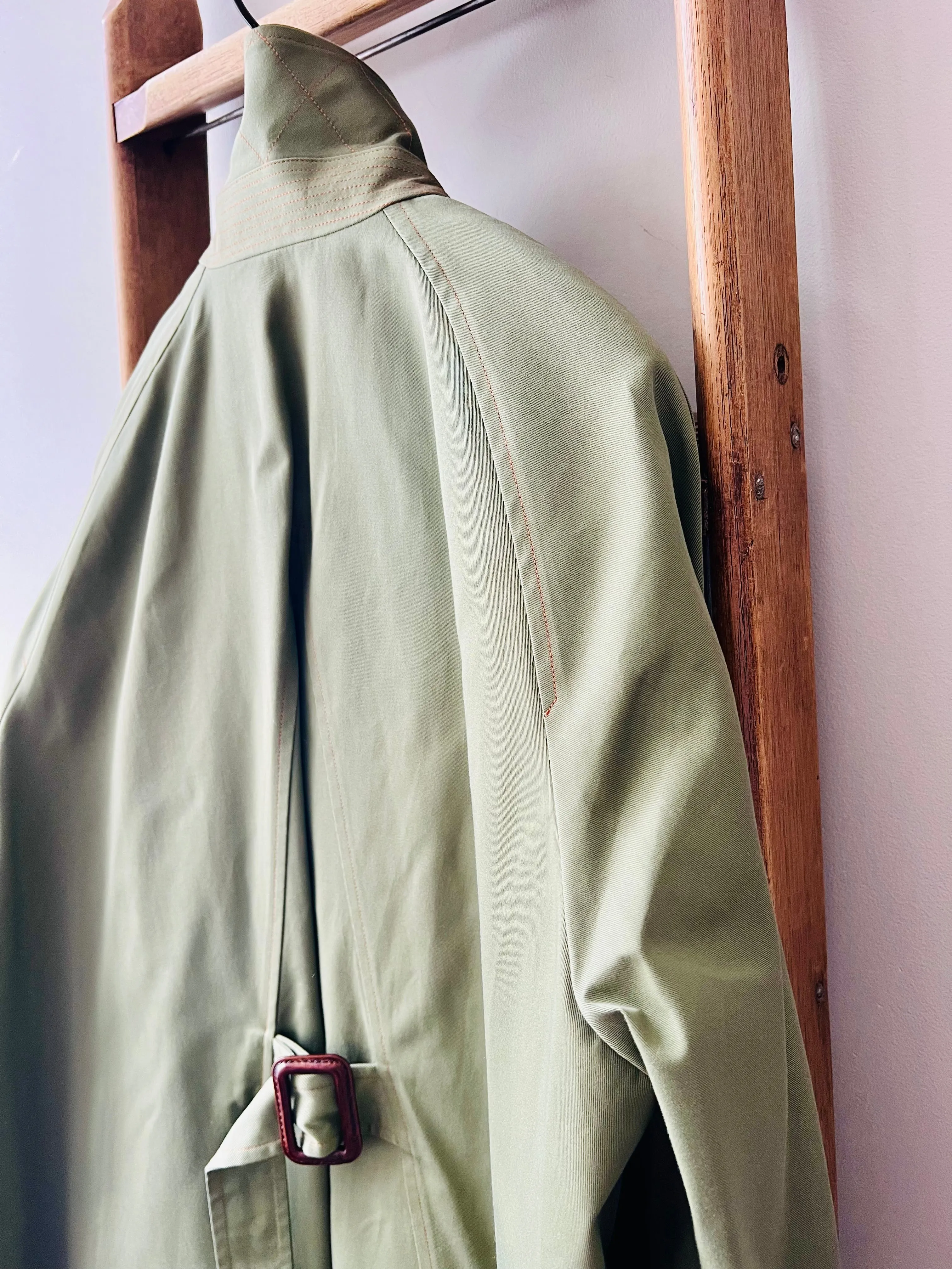 Wax Cotton Balmacaan Rain Coat / Olive