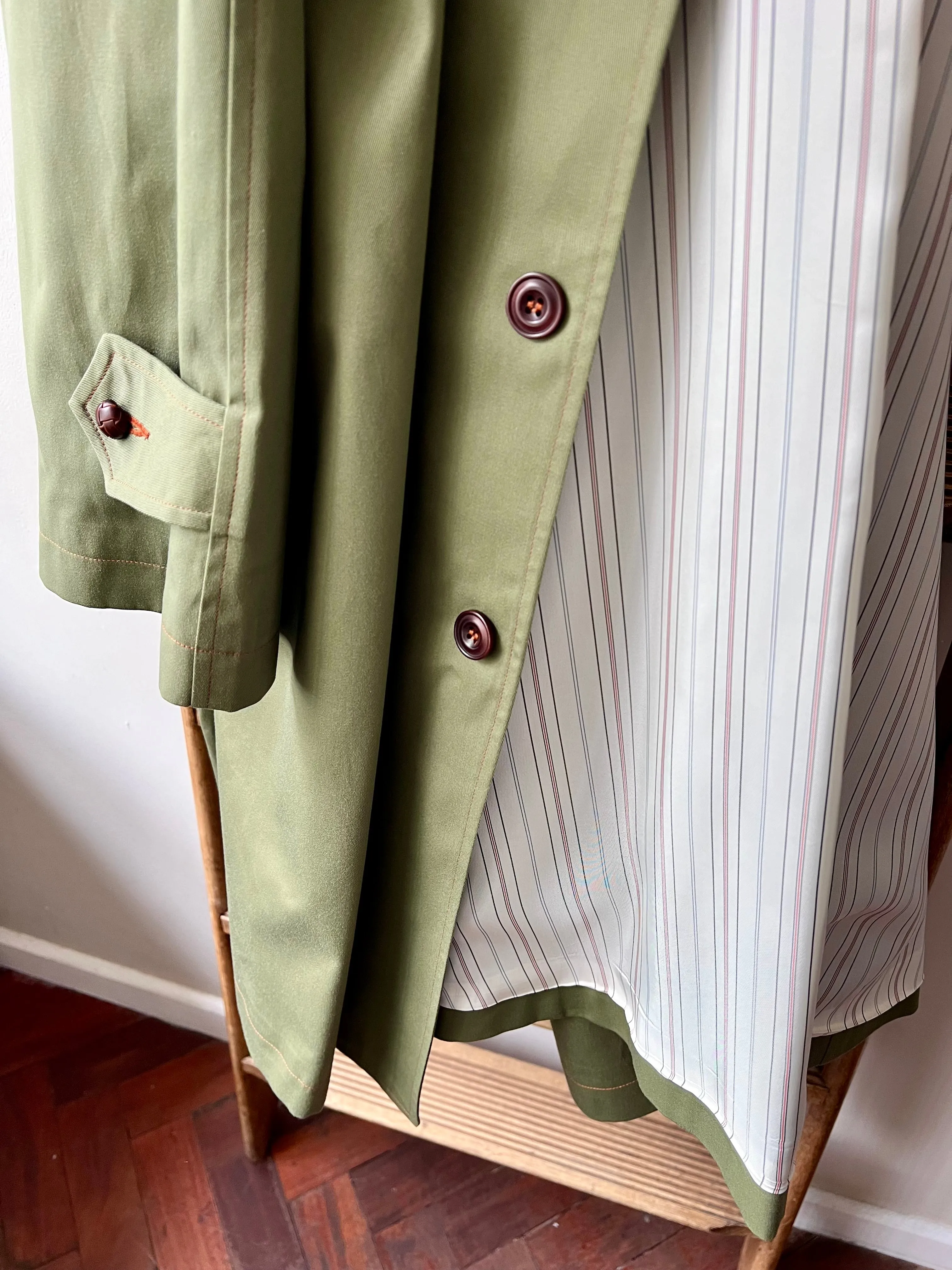 Wax Cotton Balmacaan Rain Coat / Olive