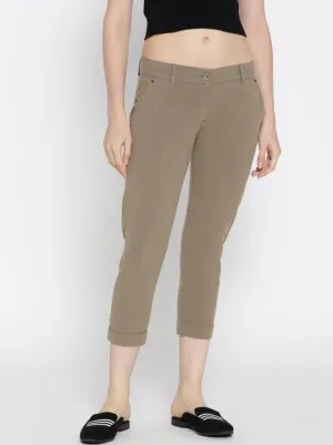 Women Solid Cropped Chinos